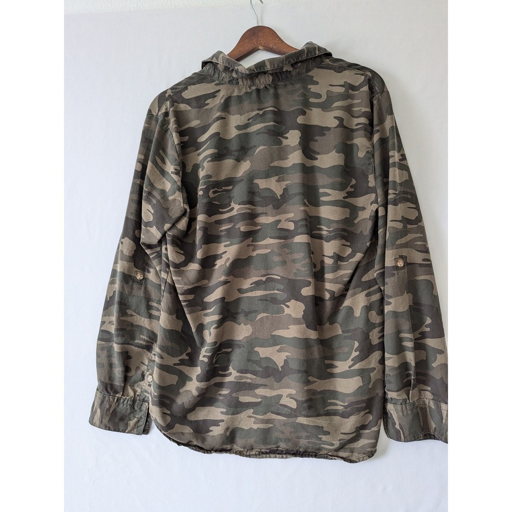 Social Standards By Sanctuary Womens Green Camo long Sleeve Shirt Size S‎ Tencel - Picture 3 of 7
